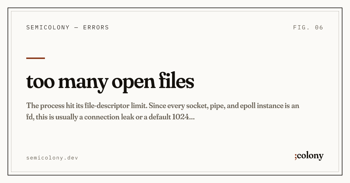 too many open files (EMFILE) — fd limits, leaks, and the CLOSE_WAIT tell